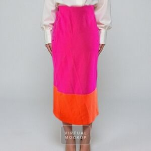 WORTHINGTON NEON PINK & ORANGE PENCIL SKIRT SZ 2X